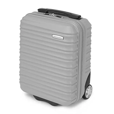 Image de WITTCHEN valise Cabine de Voyage Petite Bagage à Main Rigide en ABS avec 2 roulettes pivotantes Poignée télescopique Groove Line Taille XS gris Brussels Airlines/Ryanair/TUI fly Belgium