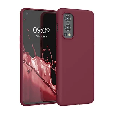 Afbeelding van kwmobile telefoonhoesje geschikt voor OnePlus Nord 2 5G Hoesje met siliconen coating Smartphone case in wijnrood