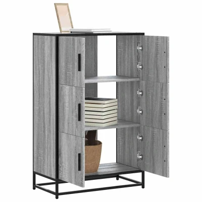 Afbeelding van vidaXL Hoge kast 68x35x106,5 cm bewerkt hout en metaal grijs sonoma