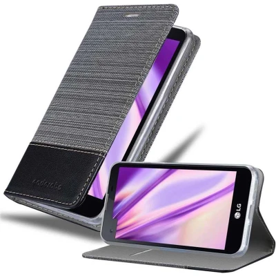 Afbeelding van Cadorabo Hoesje geschikt voor LG X SCREEN in GRIJS ZWART Beschermhoes met magnetische sluiting, standfunctie en kaartvakje Book Case Cover Etui