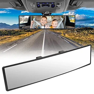 Afbeelding van URAQT Autospiegel, universele achteruitkijkspiegel, groothoekspiegel, binnenspiegel met groot gezichtsveld, anti verblinding, 310 x 74 mm