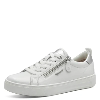 Afbeelding van Tamaris Comfort Sneakers laag, Dames, Maat: 37, White patent Leer/ synthetisch