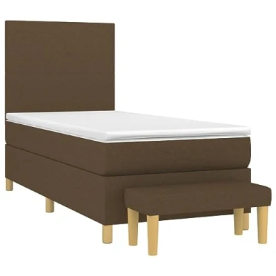 Afbeelding van vidaXL Boxspring met matras stof donkerbruin 100x200 cm