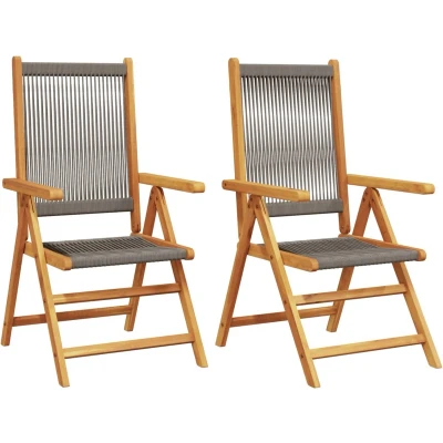 Afbeelding van Tuinstoelen 2 st massief acaciahout en polypropeen grijs