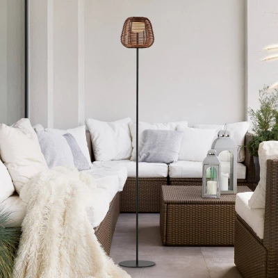 Afbeelding van JUST LIGHT. Askia LED vloerlamp, rotan, IP54, touchdim