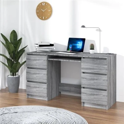 Afbeelding van Bureau 140x50x77 cm bewerkt hout grijs sonoma eikenkleurig