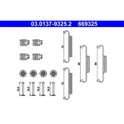 Afbeelding van ATE 03.0137 9325.2 Toebehoren, parkeerremschoen HYUNDAI: ix35, ix35 Van, KIA: Sportage III