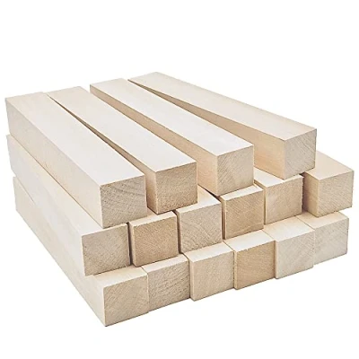 Afbeelding van Thiecoc 16 stuks houtsnijblokken lindehout 15,2 x 2,5 cm voor houtsnijwerk, wit, handwerk