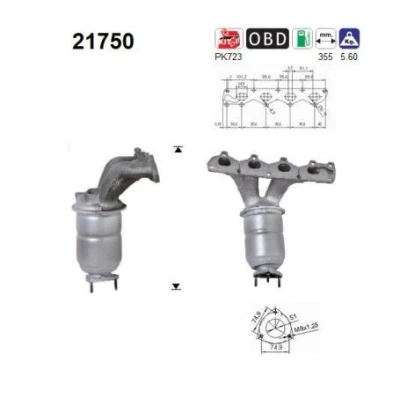 Afbeelding van Katalysator AS 21750, voor o.a. OPEL, FIAT