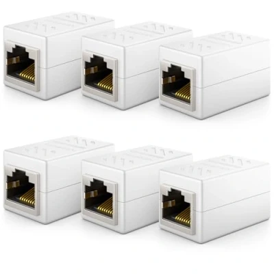 Afbeelding van deleyCON 6 x CAT6 koppeling kabelconnector netwerkkabel patchkabel ethernetkabel modulaire adapter afgeschermd 2 bus RJ45 DSL LAN wit