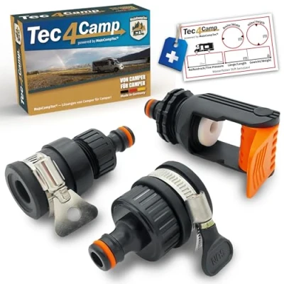 Afbeelding van MaJoCompTec® ALLCONNECT Universele aansluitset voor buitenkraan, verstelbaar, zonder schroefdraad, camper, caravan, boot (watervliegset