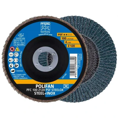 Afbeelding van PFERD 67769100 PFC 100 Z 120 PSF STEELOX/16,0 Lamellenschijf Diameter mm Boordiameter 16 RVS, Staal 10 stuk(s)