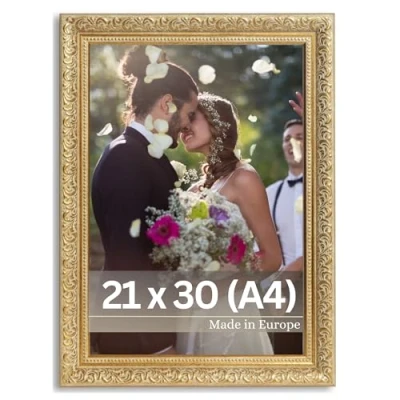 Afbeelding van Victor antieke fotolijst&quot;Rubens&quot; groen goud in 21x30 cm staaf: 30x20 mm echt glas barok