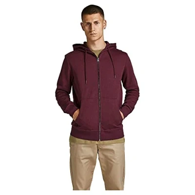 Afbeelding van JACK &amp; JONES Jjebasic Noos Sweatshirt met ritssluiting, voor heren, 1 stuk, Rood (Port Royale/Reg)