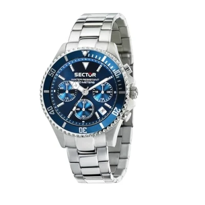 Afbeelding van Sector No Limits Heren chronograaf quartz horloge met roestvrijstalen band R3273661007, grijs, Taglia unica, armband, grijs., Armband