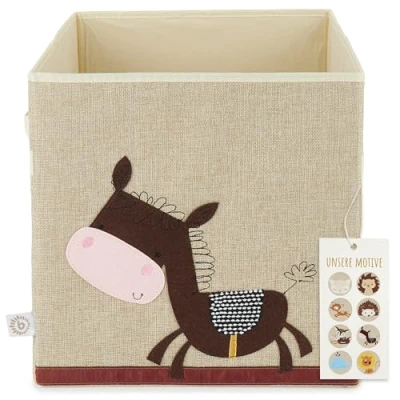 Afbeelding van Bieco opbergdoos voor kinderen, ezelmotief, ca. 36 l, opvouwbaar, schattige speelgoedkist kallax rek, 33 x cm, dozen het opbergen van speelgoed, mand
