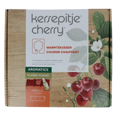 Afbeelding van Kersepitje® Cervico Aromatics Ylang Langwerpig Kersenpitkussen Pittenzak Magnetron Incl. Aromaspray Valentijncadeautje