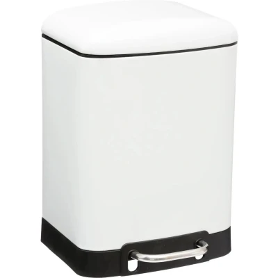 Afbeelding van 5Five Prullenbak/pedaalemmer wit metaal 6 liter 23 x 22 32 cm toilet/badkamer