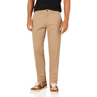 Image de Amazon Essentials Pantalon chino stretch décontracté, coupe athlétique (grandes tailles disponibles) Men&#039;s, Brun Kaki Foncé, 33W / 28L