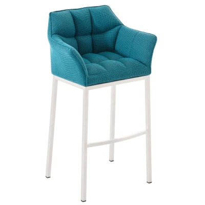 Afbeelding van Barkruk Sarpsborg Stof met 4 poots Frame Wit Turquoise