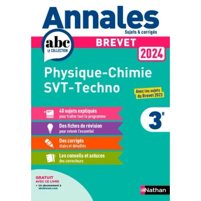 Image de Annales Brevet Physique Chimie SVT Techno 2024 Corrigé