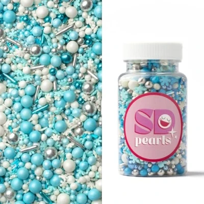Afbeelding van SD Pearls Lot de 100 boîtes sucre pour Décoration gâteau, muffins, flocons neige et perles brillantes gâteau Noël, d&#039;anniversaire, fête la Reine des Neiges (mélange
