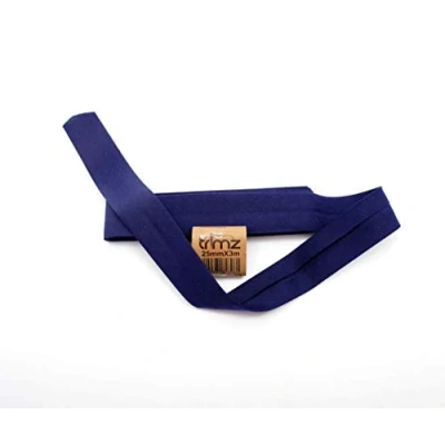Afbeelding van Trimz Biasband van polyester katoenmix, 25 mm x 3 m, marineblauw