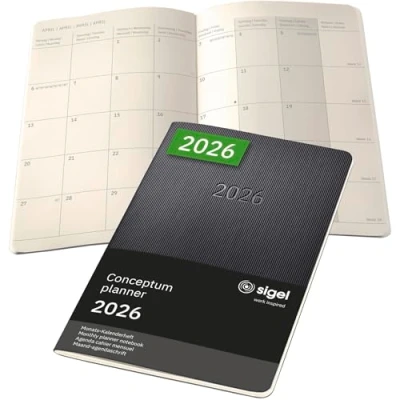 Afbeelding van SIGEL C2684 Monats Kalenderheft Conceptum 2026, ca. A5, zwart