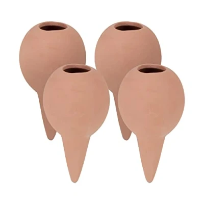 Afbeelding van Relaxdays waterdruppelaars keramiek set van 4 waterbollen giethulp terracotta