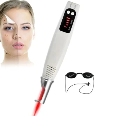 Afbeelding van Picoseconde pen voor het verwijderen van tatoeages, littekens, moedervlekken, sproeten, bruine vlekken, haken, met bril, rood