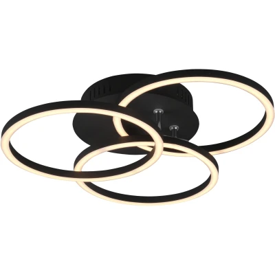 Afbeelding van REALITY CIRCLE Plafondlamp Zwart mat incl. 1x SMD 27W Afstandsbediening Geintegreerde dimmer Zwenkbaar Traploos instelbare lichtkleur Nachtlampje Dimbaar met schakelaar Niet geschikt voor externe Geheugenfunctie