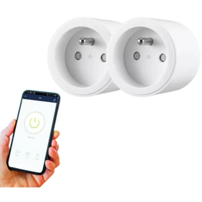 Afbeelding van 2 Stuks Qnect WiFi Stopcontacten Slimme 16A Wit Compatibel met Alexa en Google Home Energiebeheer Afstandsbediening via App