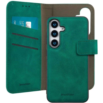 Afbeelding van imoshion Hoesje Geschikt voor Samsung Galaxy S25 Met Pasjeshouder Uitneembare 2 in 1 Luxe Bookcase Donkergroen