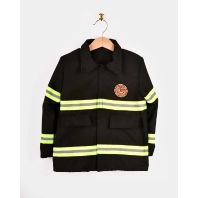 Afbeelding van Den Goda Fen Verkleedkledij Brandweerman Kostuum bestaande uit jas, broek, helm en bivakmuts 110