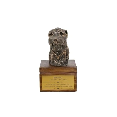 Afbeelding van Ierse Wolfhond urn hond met beeldje gepersonaliseerde hondenurn