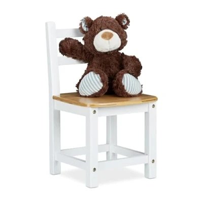 Afbeelding van Relaxdays kinderstoel bamboe stoel voor kinderen wit kinderstoeltje kinderkamer