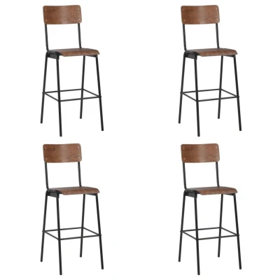 Afbeelding van Barstoelen 4 st massief multiplex staal
