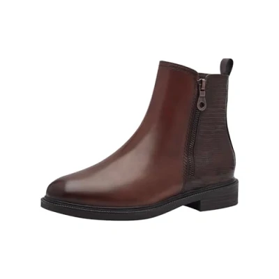 Afbeelding van Marco Tozzi Korte laarzen, Dames, Maat: 41, Cognac comb Leer/ synthetisch