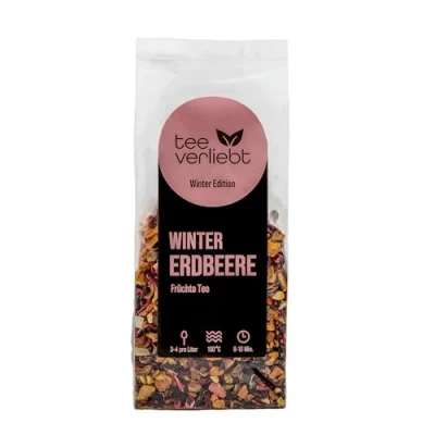 Afbeelding van Teeverliebt Wintereditie aardbeienfruitthee 100 g losse fruitthee heerlijke theemix ideaal als kerstcadeau