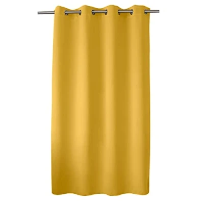 Afbeelding van ED ENJOY HOME Verduisteringsgordijn met zilveren oogjes, geel, 140 x 180 cm, 100% polyester, Oeko Tex gecertificeerde stof, zoethoutcollectie