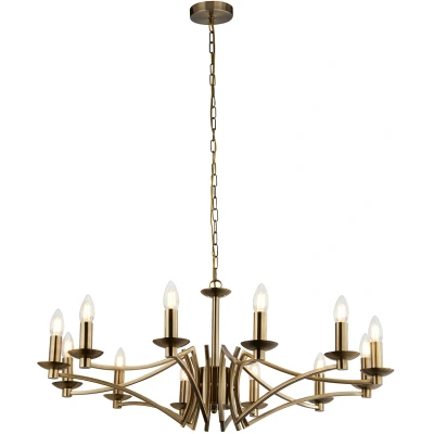 Afbeelding van Searchlight Ascot Luster Ø 88 X 150 Cm Antiek Messing