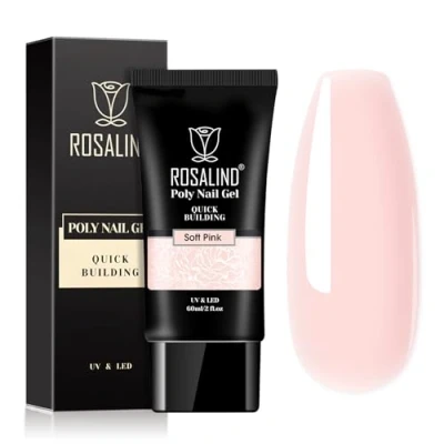 Afbeelding van ROSALIND roze kleur poly nagelgel, 60 ml, semi permanente gel, soak off, UV, LED, zachte kleur, acryl, nail art voor verlenging, nagellak, 1 stuk