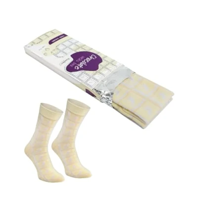 Afbeelding van Rainbow Socks 1 paar grappige sokken voor dames en heren, witte chocolade