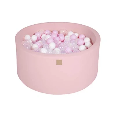 Afbeelding van Ronde Ballenbak set incl 300 ballen 90x40cm Licht Roze Ballenbakje.nl Wit
