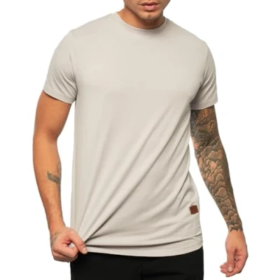 Afbeelding van Leif Nelson Zomer T shirt voor heren met ronde hals, regular fit, 100% katoen, basic heren, korte mouwen, grijs., S