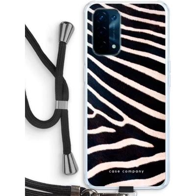 Afbeelding van Case Company® hoesje met Koord geschikt voor Oppo A93 5G Zebra Telefoonhoesje Zwart Bescherming aan alle Kanten en Over de Schermrand