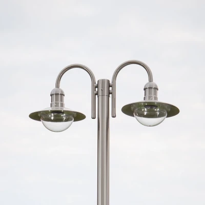 Afbeelding van Lindby Lantaarnpalen 2lichts roestvrij staal, polycarbonaat H: 200 cm E27 helder