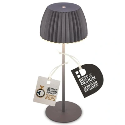 Afbeelding van LED tafellamp Brilo unplugged Riffle, antraciet