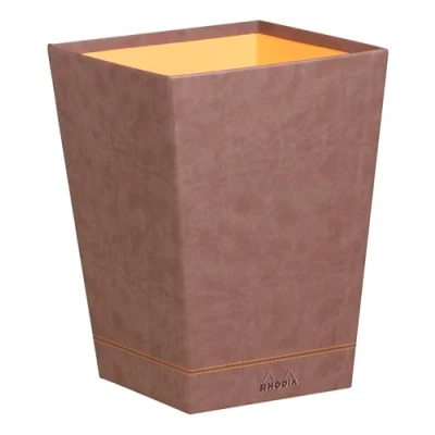 Afbeelding van RHODIA 318823C prullenmand chocolade 24 x 32 cm oranje buitenmateriaal van kunstleer collectie Home Office Rhodiarama organisatie voor kantoor en opslag design