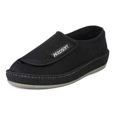 Afbeelding van Aerosoft 6072 4P antislip klittenbandschoenen voor dames en heren, breedte G H, zwart.